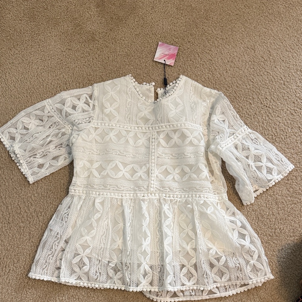 Chicwish White Lace Blouse